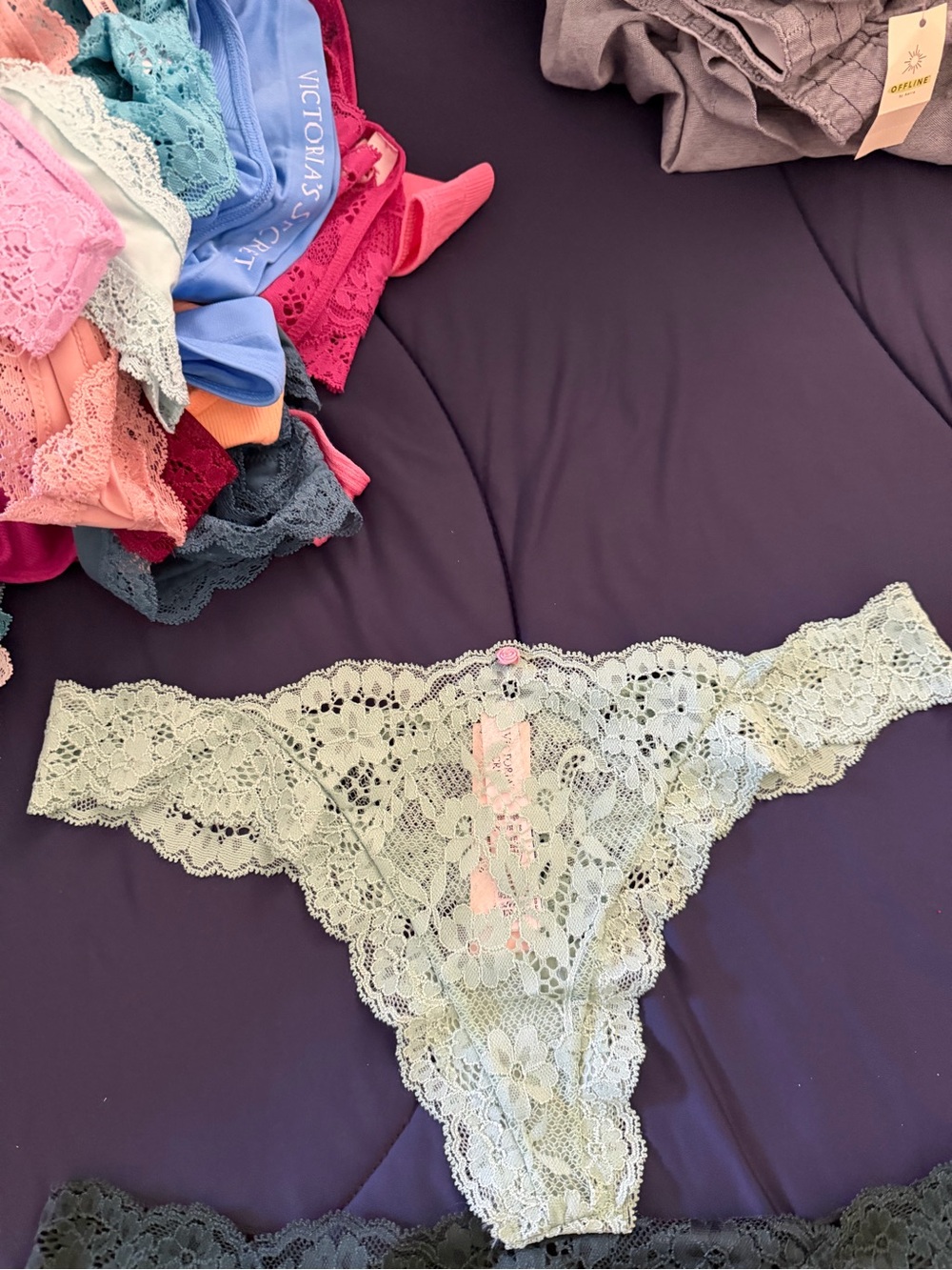 Victoria's Secret Light Sage Lace Thong dream angels